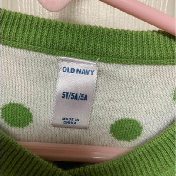 Green & White Polka Dot Kids Cardigan 5T - Picture 3 of 5